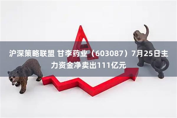 沪深策略联盟 甘李药业（603087）7月25日主力资金净卖出111亿元