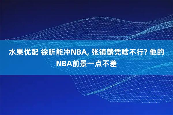水果优配 徐昕能冲NBA, 张镇麟凭啥不行? 他的NBA前景一点不差
